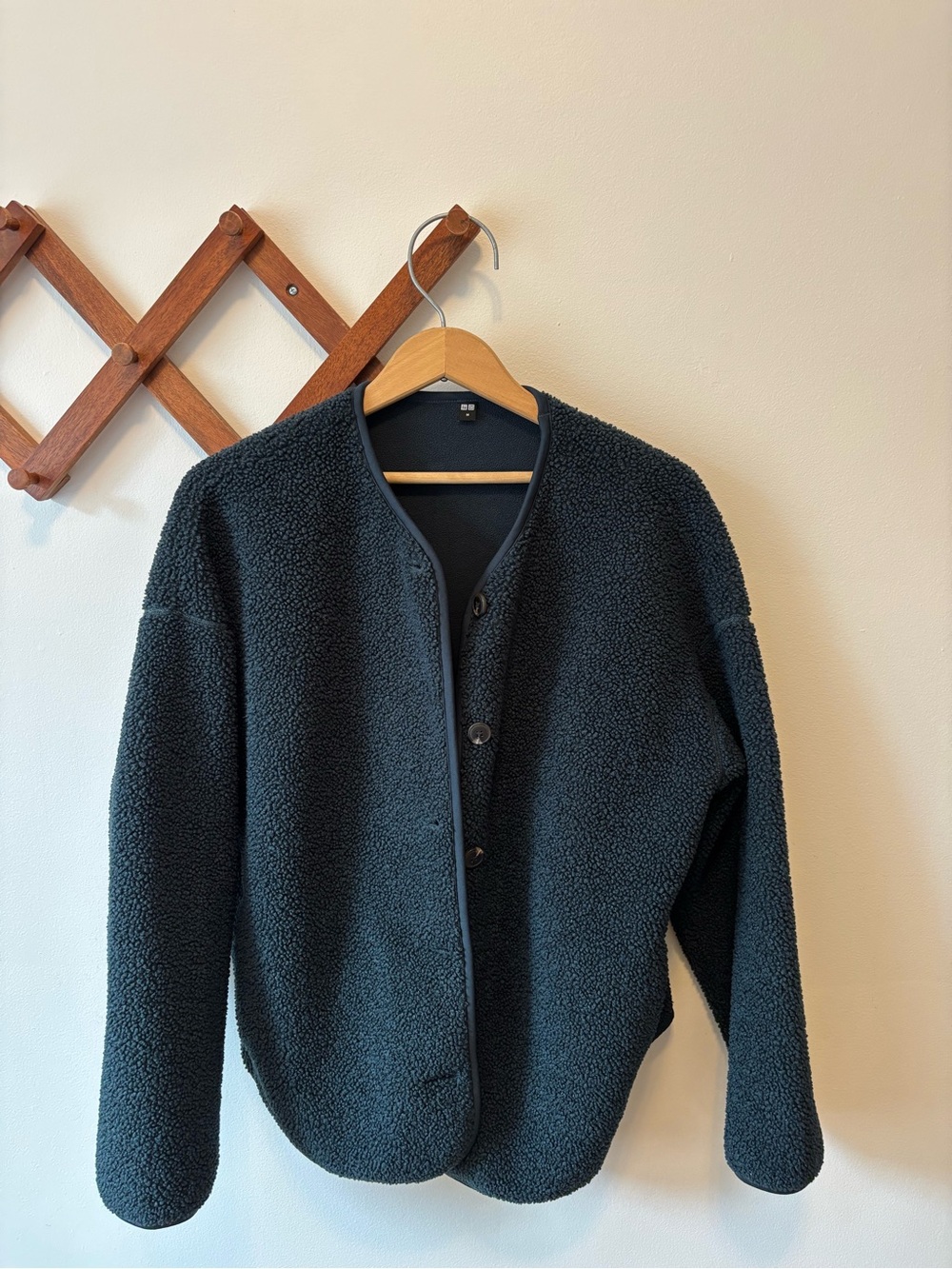 Uniqlo Green Teddy Sherpa Button-Front Jacket - Women